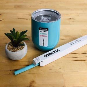 Teal Corkcicle Hot/Cold Tumbler & Silicon Straw